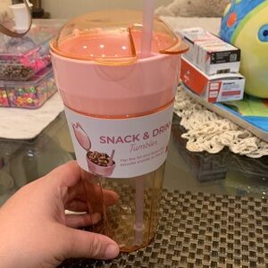 Snack & Drink Tumbler - Pink and Orange